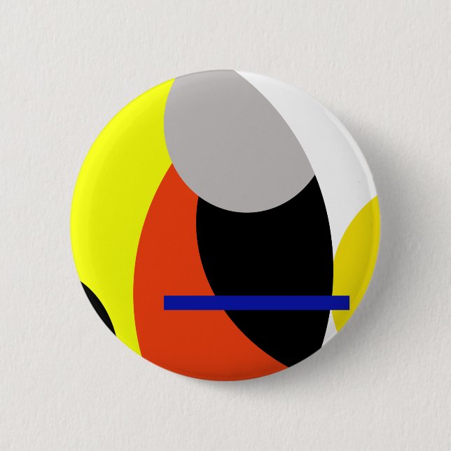 Yellow Red Blue Abstrakte Kunst Button (Vorderseite)