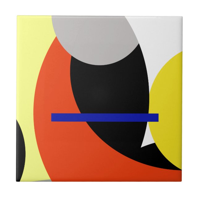 Yellow Red Blue Abstrakte Kunst Fliese (Vorderseite)