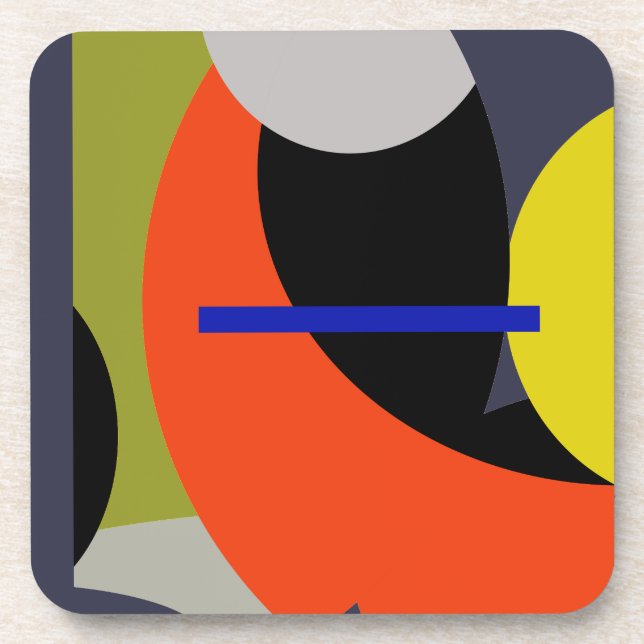 Yellow Red Blue Abstrakte Kunst Getränkeuntersetzer (Vorderseite)