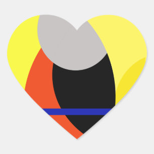 Yellow Red Blue Abstrakte Kunst Herz-Aufkleber