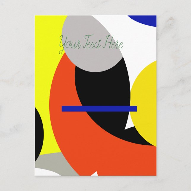 Yellow Red Blue Abstrakte Kunst Postkarte (Vorderseite)