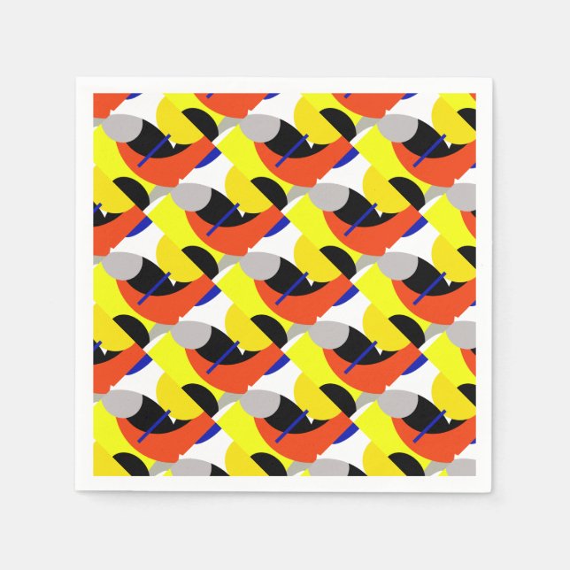 Yellow Red Blue Abstrakte Kunst Serviette (Vorderseite)