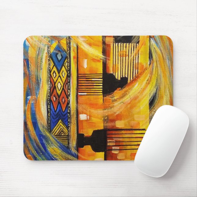 Yellow Red Blue Ethiopian Patterns Mousepad (Mit Mouse)