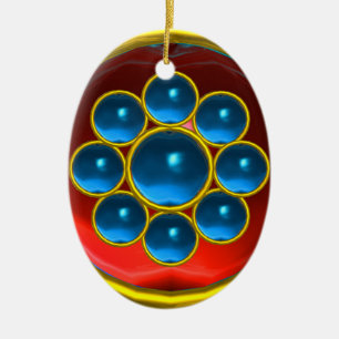YELLOW RED BLUE SAPPHIRE GEMSTONE MON KERAMIK ORNAMENT