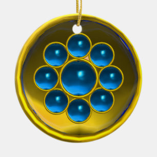 YELLOW RED BLUE SAPPHIRE GEMSTONE MON KERAMIK ORNAMENT