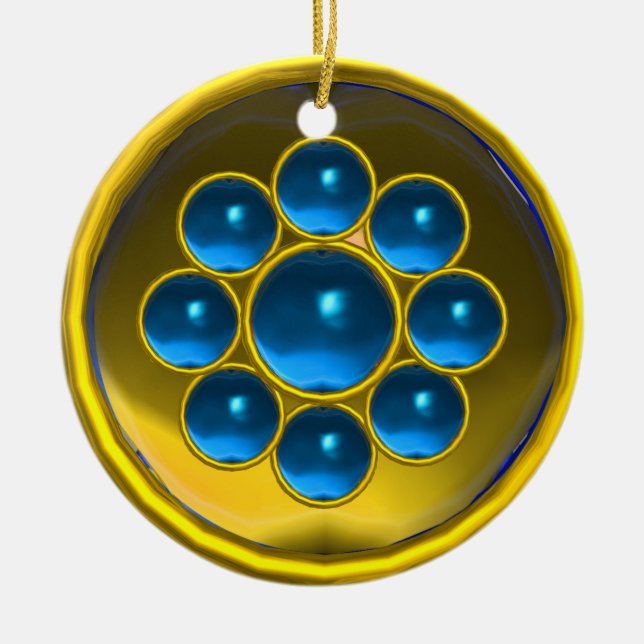YELLOW RED BLUE SAPPHIRE GEMSTONE MON KERAMIK ORNAMENT (Vorne)