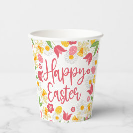 Yellow Red Floral Easter Brunch Pappbecher