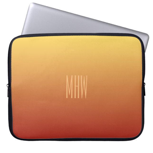 Yellow Red Gradient Custom Monogram Laptop Ärmel Laptopschutzhülle (Vorderseite)