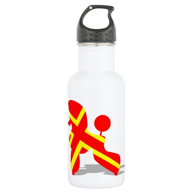 Yellow Red Poodle Edelstahlflasche (Vorderseite)