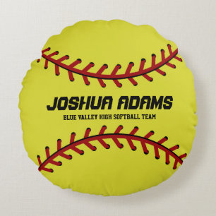 Yellow Red Softball Sportteam Runde Kissen