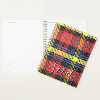 Yellow & Red Tartan Checkered Monogram Name