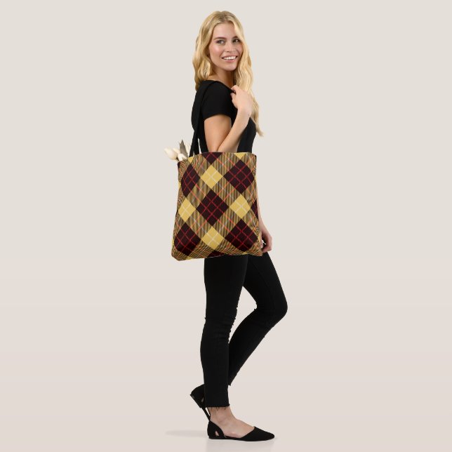 Yellow Red Tartan Tote Bag Tasche (Am Model)