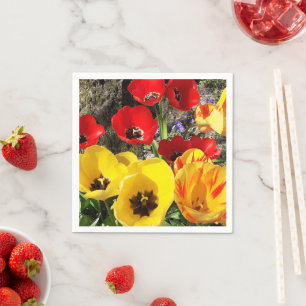 Yellow & Red Tulips Paper Napkin Serviette