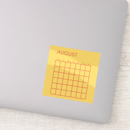 Yellow Red Undated August Calendar for Planner Aufkleber