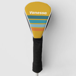 Yellow Retro Across Striping with Name Golf Headcover