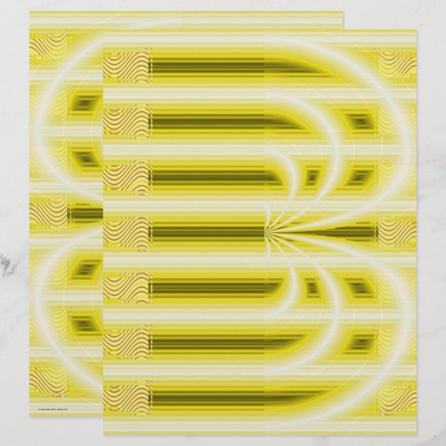 Yellow Retro Cathedral Scrapbook Paper 2-Sided Pag (Vorne/Hinten)