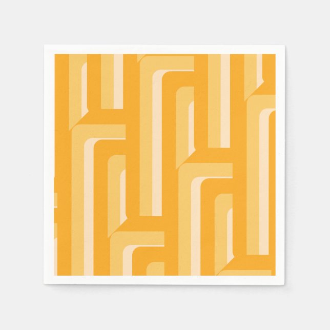 Yellow Retro Geometric Serviette (Vorderseite)