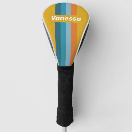 Yellow Retro Pin Striping with Name Golf Headcover