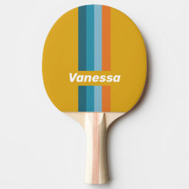 Yellow Retro Pin Striping with Name Tischtennis Schläger
