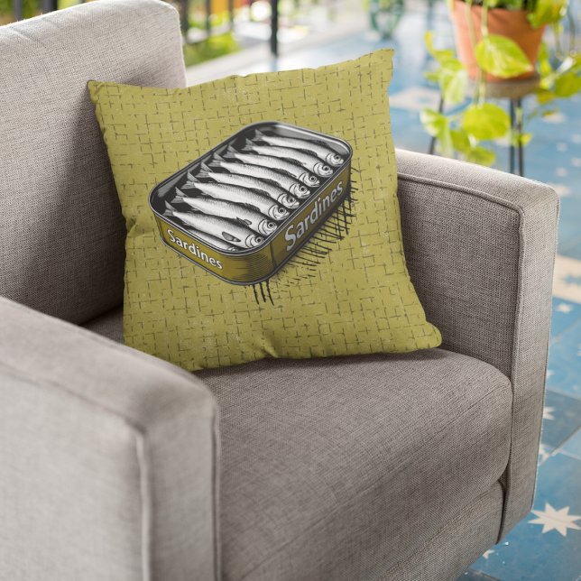 Yellow Retro Style Sardine Kissen (Von Creator hochgeladen)