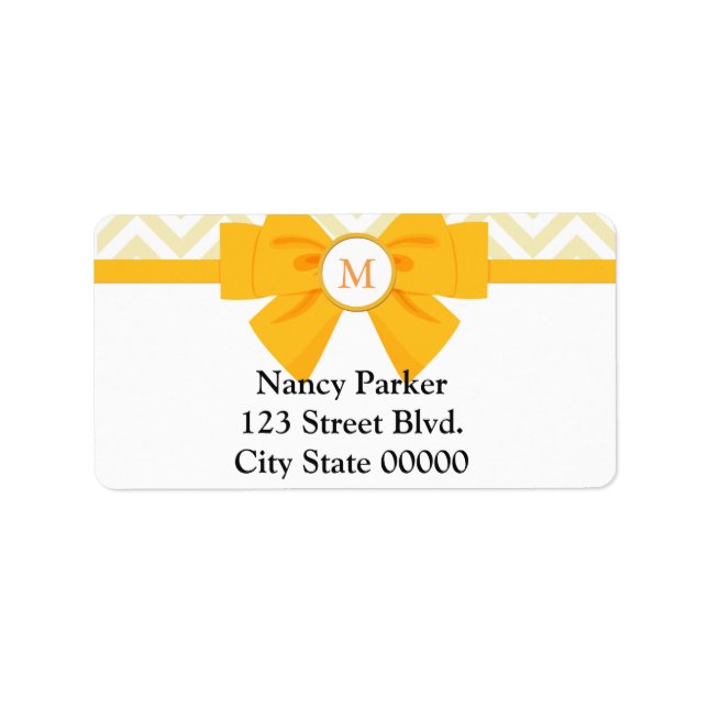 Yellow Ribbon Monogram Adressaufkleber (Vorne)