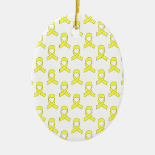 Yellow Ribbon Muster Keramik Ornament