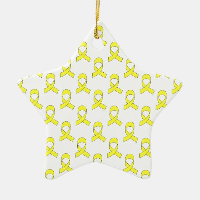 Yellow Ribbon Muster Keramik Ornament (Vorne)