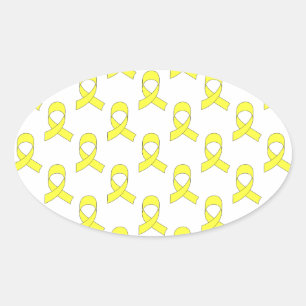 Yellow Ribbon Muster Ovaler Aufkleber