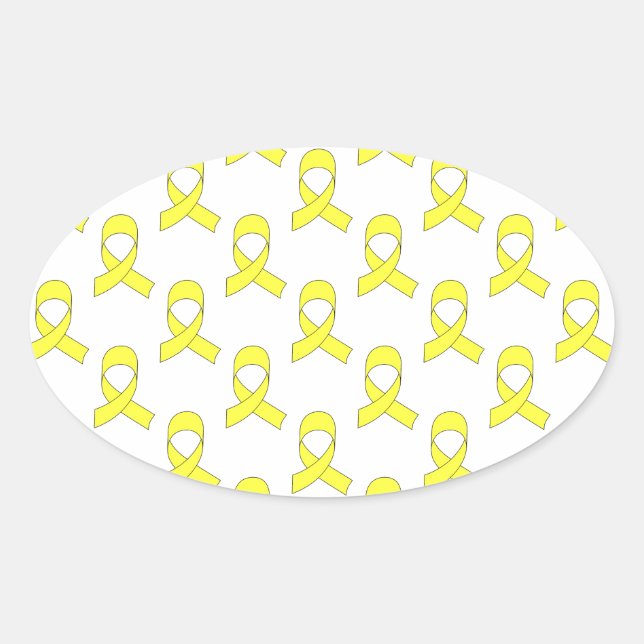 Yellow Ribbon Muster Ovaler Aufkleber (Vorderseite)