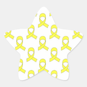 Yellow Ribbon Muster Stern-Aufkleber