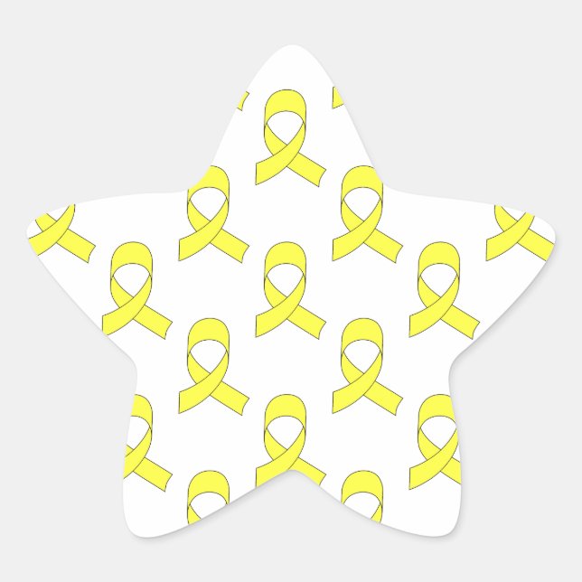 Yellow Ribbon Muster Stern-Aufkleber (Vorderseite)