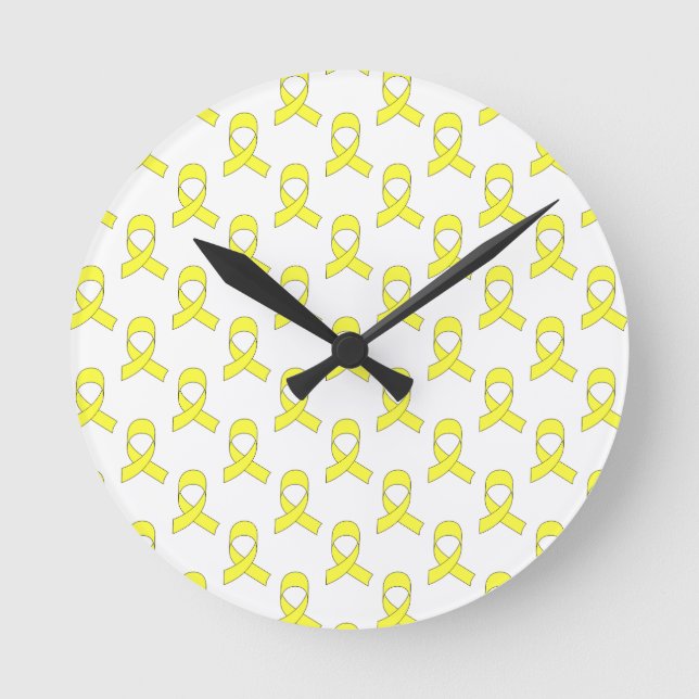 Yellow Ribbon Pattern Runde Wanduhr (Vorderseite)