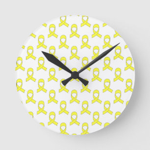 Yellow Ribbon Pattern Runde Wanduhr