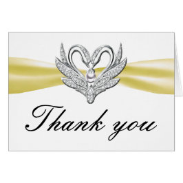 Yellow Ribbon Silver Swans Danke Karte