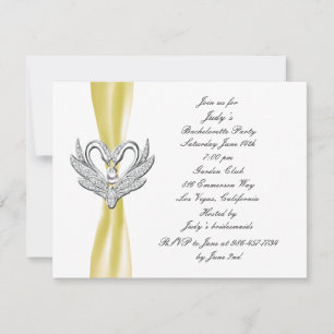 Yellow Ribbon Silver Swans Junggeselinnen-Abschied Einladung