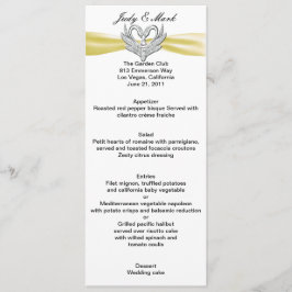 Yellow Ribbon Silver Swans Menu Card Menükarte