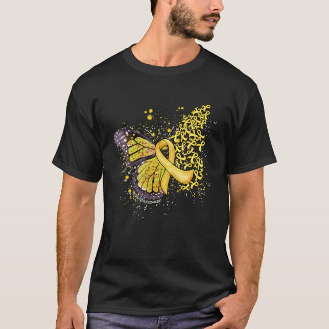 Yellow Ribbon Spina Bifida Awareness Dripping Butt T-Shirt (Vorderseite)