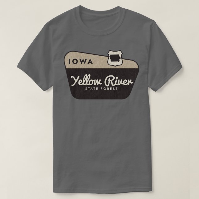Yellow River Staat Forest Iowa Begrüßungszeichen T-Shirt (Design vorne)