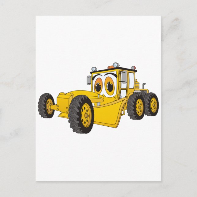 Yellow Road Grader Cartoon Postkarte (Vorderseite)