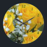 Yellow Rose #4 Clock- personalize as desired Große Wanduhr<br><div class="desc">Such a beautiful clock with gentle and calming effects and sure to be appreciated by anyone that loves flowers; especially yellow roses. Personalize as you wish or maybe note a favorite Bible scripture to highlight the day by using my e-z templates to add text or enjoy it "beautifully plain". To...</div>