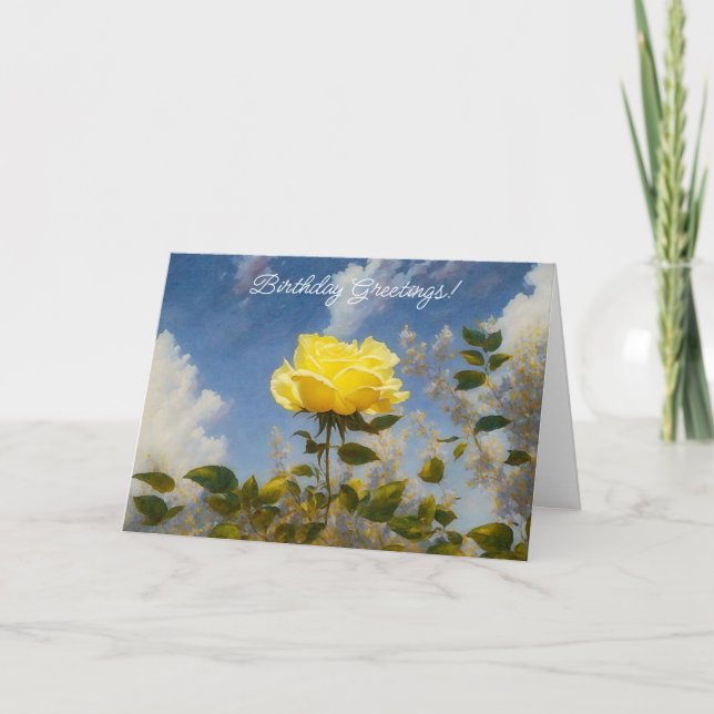 Yellow Rose Blue Sky Garden Geburtstagskarte Karte (Vorderseite)