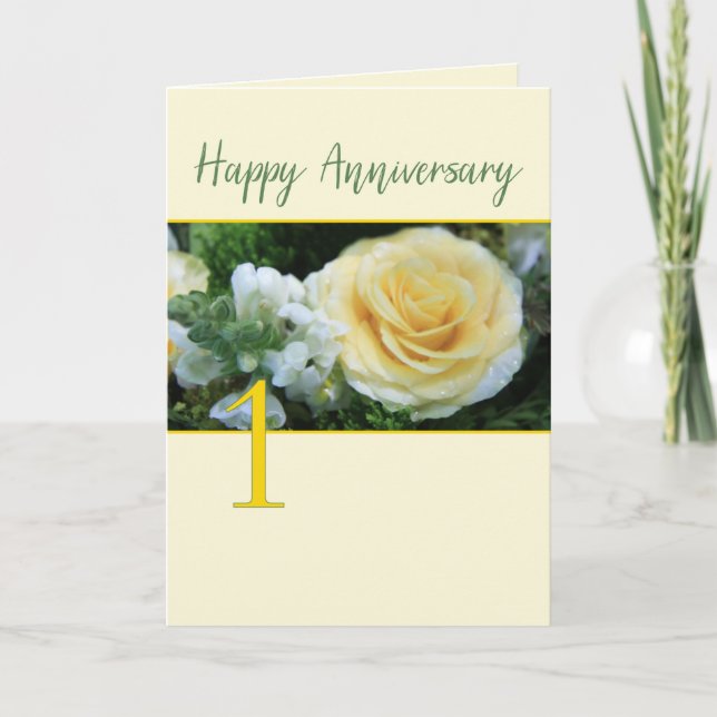 Yellow Rose Card zum 1. Hochzeitstag Karte (Vorderseite)