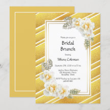 Yellow Rose Floral Gold Bridal Brunch