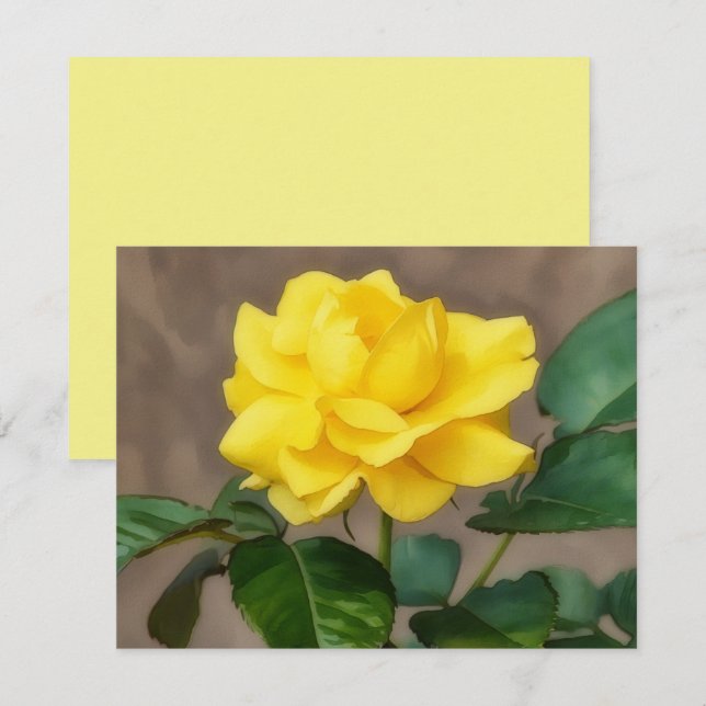 Yellow Rose Flower Art Note Card Set Mitteilungskarte (Vorne/Hinten)