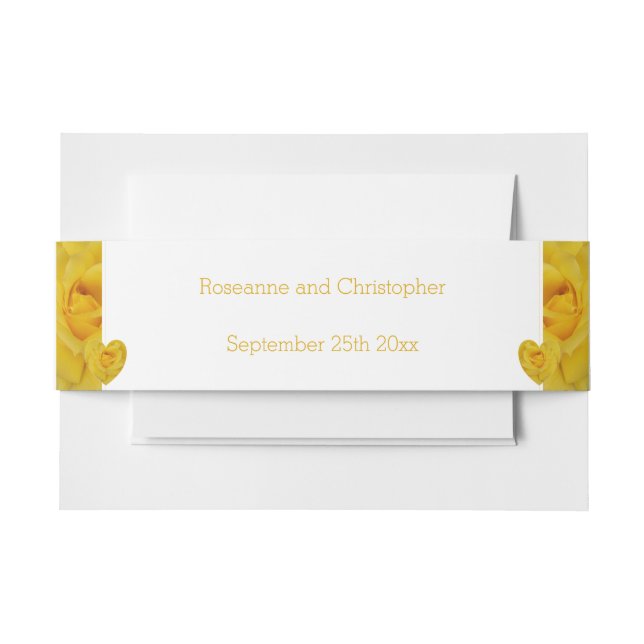 Yellow Rose Heart Design Wedding Einladungsbanderole (Vorderseite Beispiel)