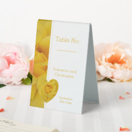 Yellow Rose Heart Design Wedding Tischaufsteller