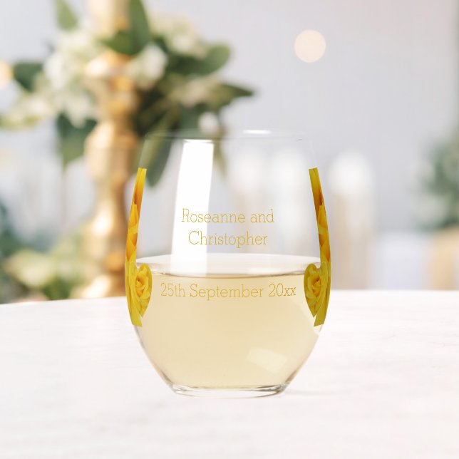 Yellow Rose Heart Design Wedding Weinglas Ohne Stiel (Insitu (Hochzeit))