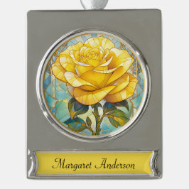 Yellow Rose Memorial  Banner-Ornament Silber