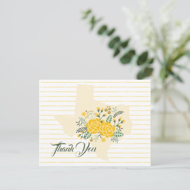 Yellow Rose of Texas - Gingham Staat Vielen Dank Mitteilungskarte (Stehend Vorderseite)