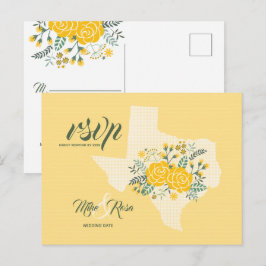 Yellow Rose of Texas - Gingham Staat Wedding RSVP Postkarte
